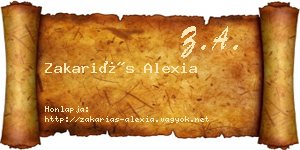 Zakariás Alexia névjegykártya
